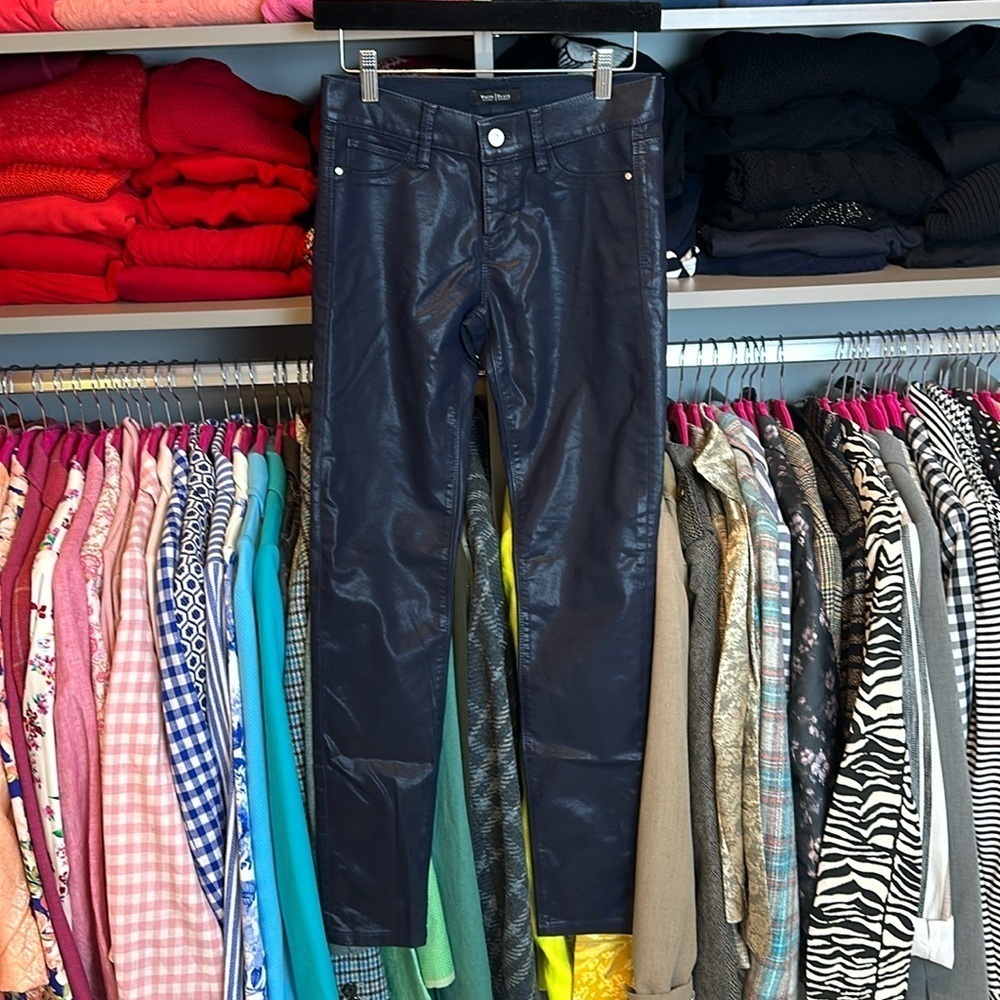 WHBM navy coated skinny pants size 2R